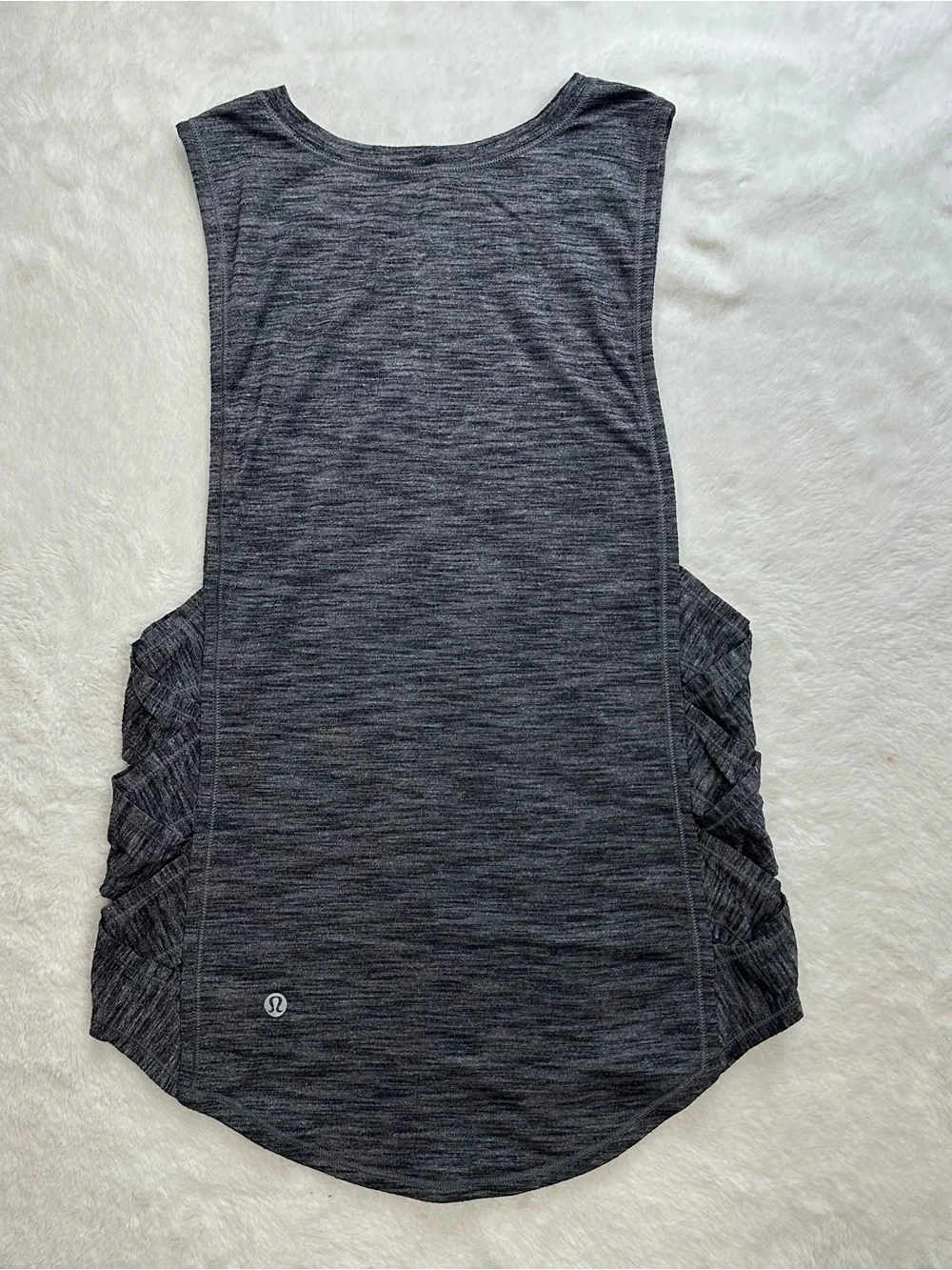 Lululemon Var-City Muscle Tank Heathered Black Size 6 Ruched Sides